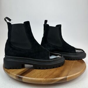 Womens AGL Mary Beat Black Cap Toe Platform‎ Chunky Chelsea Boots Size EU 40 GUC